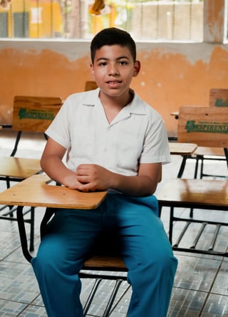 A student in his classroom.