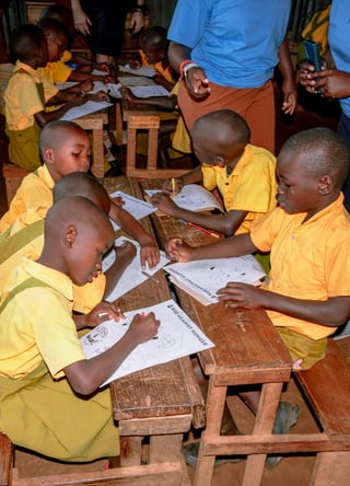 Students working in their classroom.